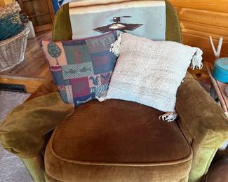 Vintage Green Velour Swival Rocker