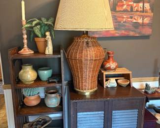 Pottery, Wicker Table Lamp