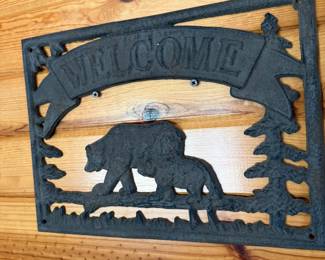 Cast Iron Bear Welcome Sign