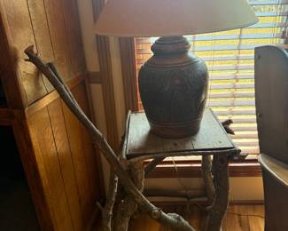 Primitive Side Table & Lamp