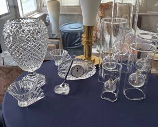 asst.Waterford art deco brass lamp asst blown glass candles (5)