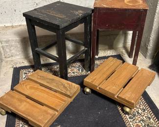 121 twowoodenstoolstwowoodendollies