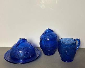 136 cobaltbluepressedglassbutterdishsu