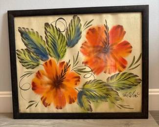 035 framedflowerwatercolorsigned