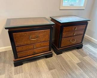 055 pairofwoodandblacktrimnightstands
