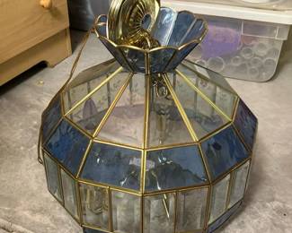 231 brassandblueglasshangingchandelier