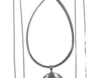 925 Sterling Silver Necklace Lot 2 Modern Pendant Necklaces Abalone Black Onyx Estate Jewelry