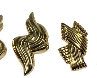 Vintage Gold Earrings Lot 2 Pairs Textured Swirl Geometric Stud Earrings Fine Jewelry Collection