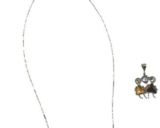 Vintage 14K Gold Necklace with Multi Gemstone Pendant Citrine Garnet Topaz Estate Jewelry Set