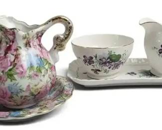 Royal Albert Royal Winton Chintz Creamer Sugar Bowl Tray Pitcher Saucer 5Piece Tea Set