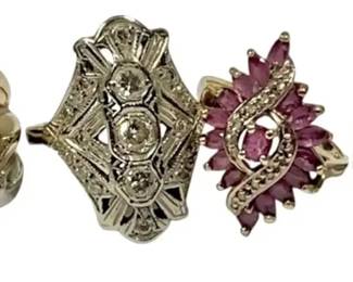 Estate Gold Ring Lot 10K 14K 18K Diamond Ruby Amethyst Rings 4 Pieces Fine Jewelry