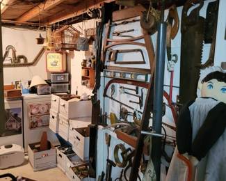 Step into a collector's workshop filled with antique hand tools, vintage saws, wood planes, farming tools, woodworking equipment, rustic primitives, hardware, and hard-to-find collectibles at this Danbury, CT private estate sale. Browse shelves packed with unique garage treasures, workshop essentials, and one-of-a-kind vintage pieces perfect for collectors, craftsmen, DIY enthusiasts, antique tool lovers, and resellers. Everything is priced to sell and everything must go!