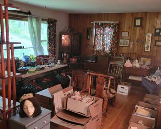 Explore a room filled with vintage furniture, rocking chairs, curio cabinets, collectible dolls, framed artwork, decorative accessories, crystal, china, home décor, and unique estate treasures at this Danbury, CT private estate sale. Browse quality wood furniture, antiques, collectibles, household goods, and one-of-a-kind vintage finds throughout the home. Perfect for collectors, home decorators, antique enthusiasts, and resellers looking for exceptional estate sale bargains. Everything must go!