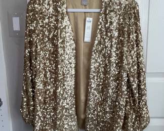 Chico's Gold Sequin Open-Front Jacket