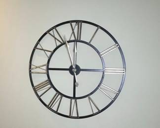 Oversized Open-Frame Metal Roman Numeral Wall Clock