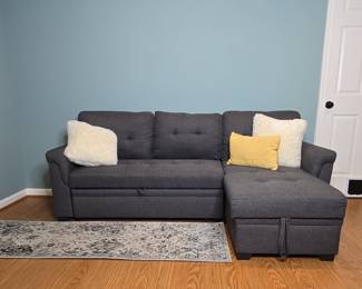 Dark Gray Fabric Sleeper Sectional with Storage Chaise