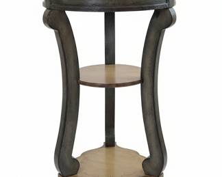 Round Accent Table with Cabriole Legs and Scrollwork Accents