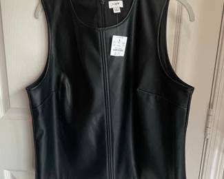 J. Crew Faux Leather Shell Top with Front Zipper