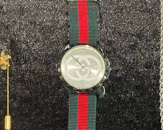 Watch with Green and Red Web Strap