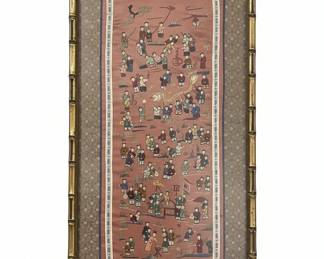 Vintage Chinese Silk Embroidery "Hundred Children" Panel