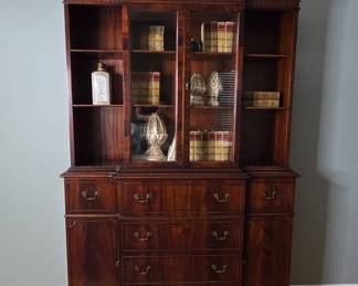 Georgian Style Mahogany Breakfront Bookcase Vintage