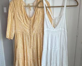 Hollister Yellow Floral Mini Dress & White Tiered Mini Dress