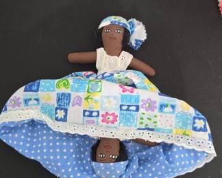 Vintage African American Topsy-Turvy Cloth Doll