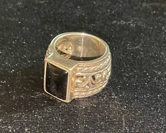 Silpada Sterling Silver Black Onyx Filigree Scroll Ring