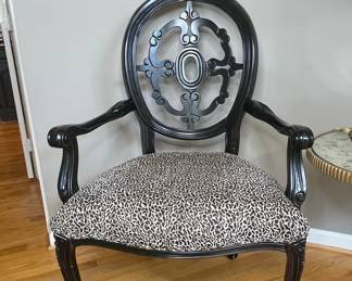 French Louis XVI Style Armchair with Leopard Print Upholstery