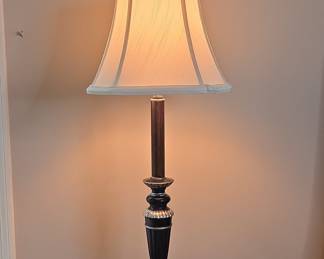 Vintage Black and Silver Fluted Column Table Lamp