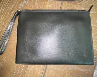 Neiman Marcus Black Saffiano Leather Wristlet