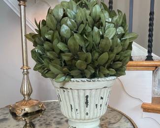 Faux Boxwood Topiary in Distressed Fluted Urn