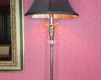 Neoclassical Style Crystal and Brass Buffet Lamp