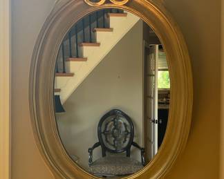 Vintage Oval Giltwood Mirror with Scrollwork