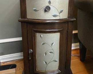 Hand-Painted Floral Accent Cabinet