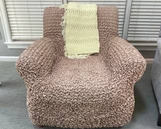 Distressed Leather Club Chair with Removable Cover 