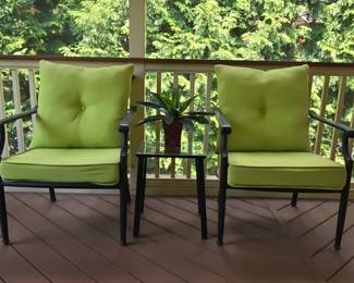 Modern Outdoor Bistro Set with Lime Green Cushions