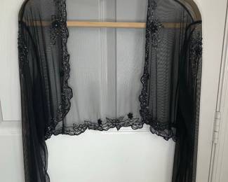 Black Beaded Mesh Evening Bolero Shrug