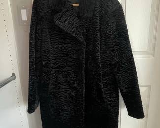 Jones New York Black Persian Lamb Faux Fur Coat