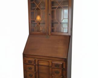 Vintage Chippendale Style Secretary Desk with Hutch