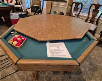 Lot 3: Octagonal Multi-Game Table – Bumper Pool, Poker, Checkers & Backgammon