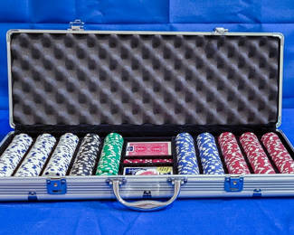 Lot 34: 500 Chip Poker Game Set in Metal Case