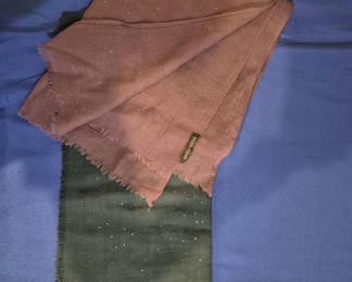 Lot 105: Two Eileen Fisher Fringed Scarves with Metallic Dot Accents