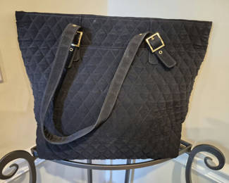Lot 15: Coach: Black quilted handbag with dual handles