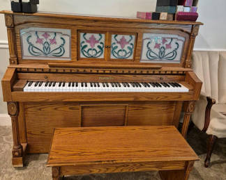 Lot 2: Baldwin Player Piano with Bench and Vintage Piano Rolls