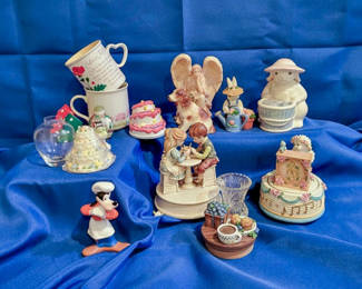 Lot 128: Assorted ceramic figurines and decorative toppers