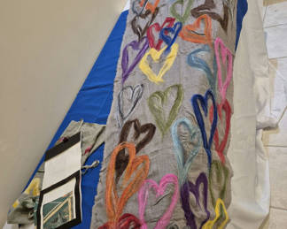 Lot 104: Alan Bilzerian Heart Pattern Scarf and Drawstring Bag
