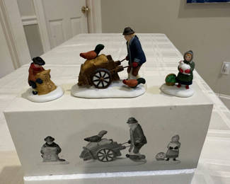 Lot 115: Heritage Village Collection Miniature Figurine Set with Cart and Theater Wagon