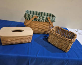 Lot 120: Longaberger Handwoven Baskets and Tissue Box Cover
