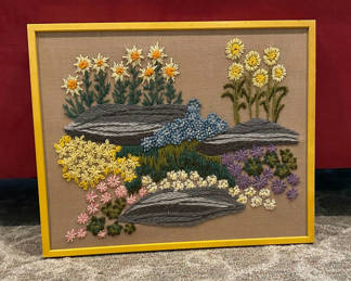 Lot 189: Framed floral needle point art